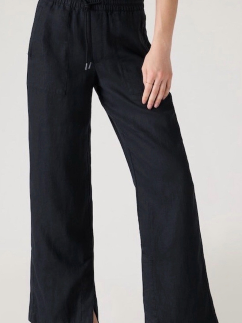 Athleta Retreat Black Wide-Leg Linen Pants